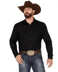 Gibson Trading Co Men's Southside Satin Stripe Pearl Snap Western Shirt - Gmfa22w40-Blk