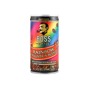 Suntory BOSS Rainbow Mountain Blend Instant Latte Coffee, 179ml - Smooth & Rich Japanese Coffee Drink