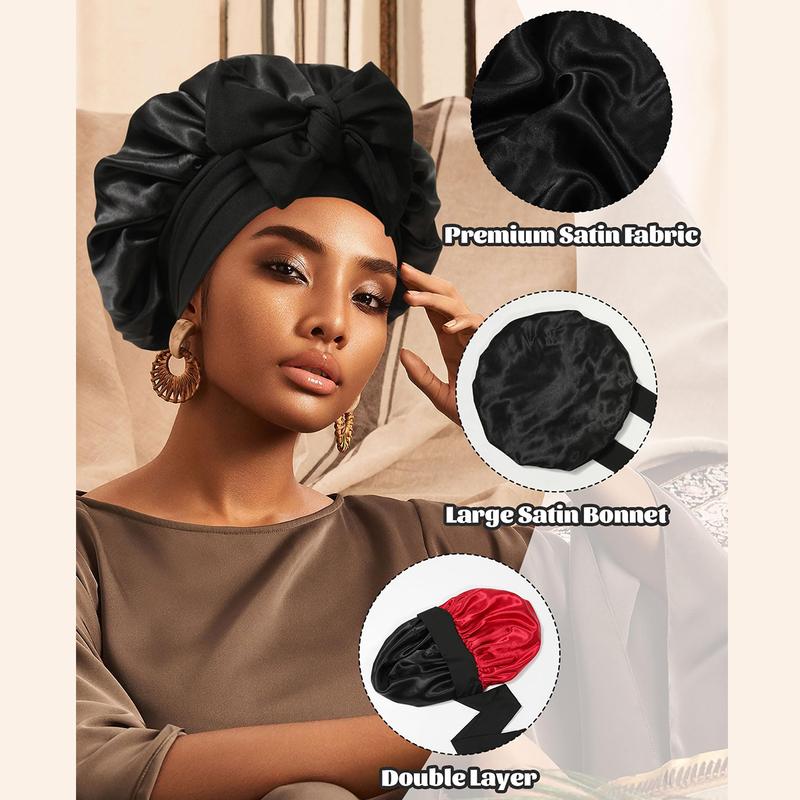 AWAYTR Satin Bonnet for Sleeping Silk-Like Sleep Cap Double Layer Hair Bonnet with Elastic Tie Band for Curly Hair Night Cap AWAYTR Satin Bonnet for Sleeping Silk-Like Sleep Cap Double Layer Hair Bonnet with Elastic Tie Band for Curly Hair Night Cap