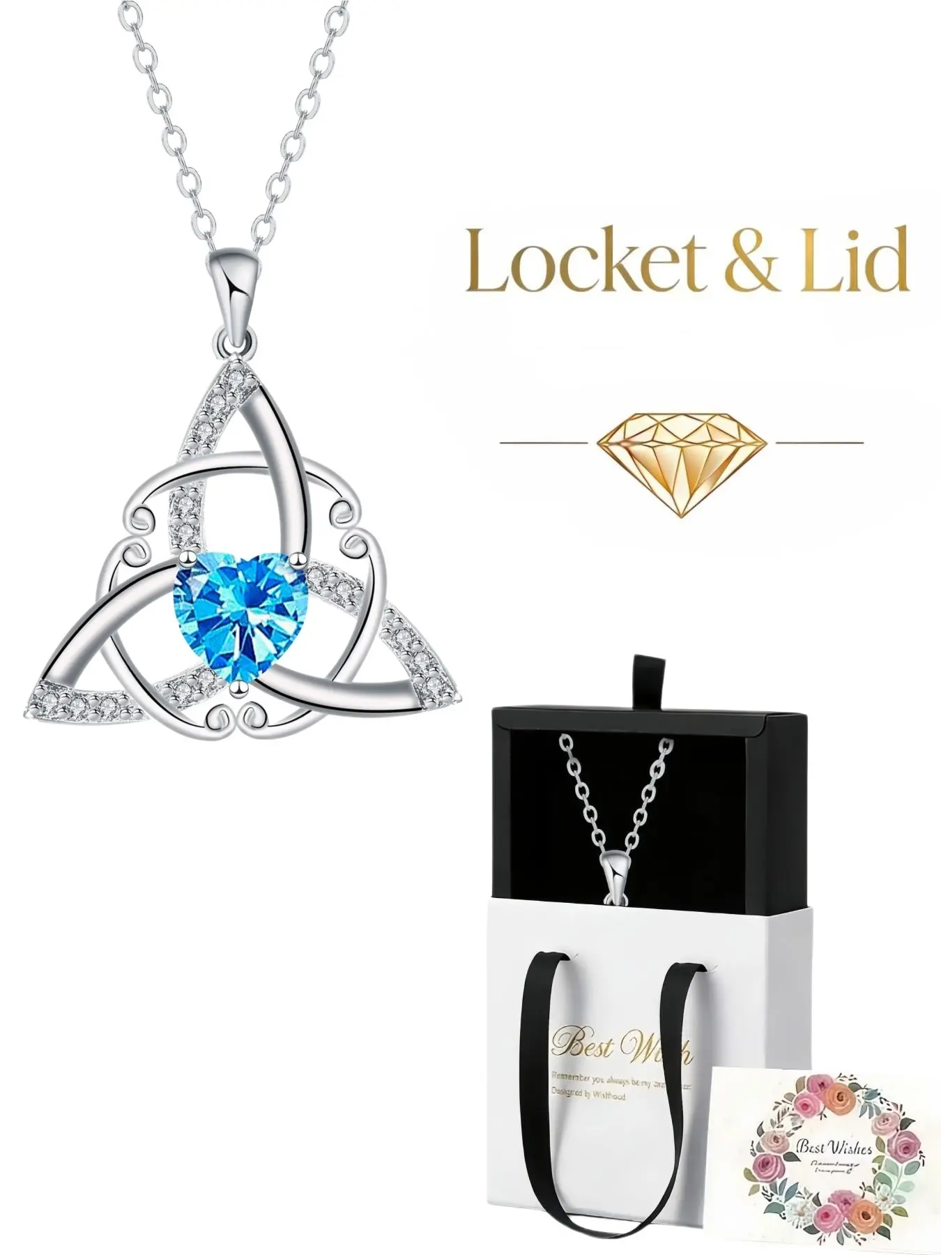 Celtic Love Heart Necklace Unique premium zircon gemstone Celtic knot necklace with an exquisite drawer-style jewelry gift box.Perfect for women, great gift for birthdays, Mother's Day, Valentine's Day, Christmas and anniversaries.