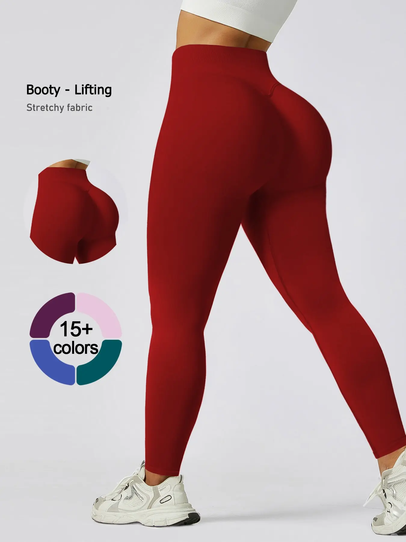 Women's Seamless High-Waisted Sporty Leggings, Tight-Fitting Knit Fabric, Butt-Lifting Yoga Pants for All Seasons