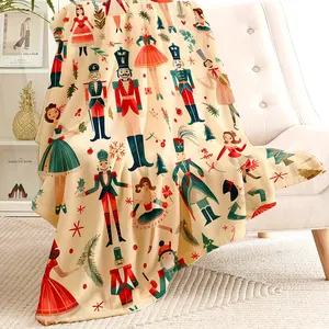 Nutcracker Ballerina Blanket - Super Soft, Lightweight, Christmas Tree Holiday Blanket for Sofa Room Bedroom, Modern Christmas Decor, Christmas Blanket Gift
