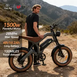 DYU M20 Electric Bike 750W 48V 18.2Ah, 28MPH Fat Tire Ebike 100 Miles Range, 20"x4.0" Off-Road Tires, Shimano 7-Speed, Hydraulic Oil Brake for Adults,UL 2849 Certified