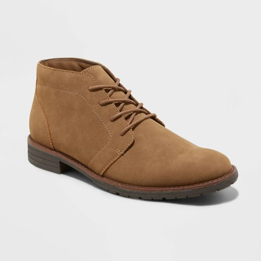 Goodfellow & Co Men's Jerad Chukka Boots, Casual Round Toe Faux Suede Shoe with Cushioned Polyester Insole and Rubber Outsole