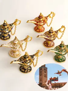 Aladdin Genie Lamp Zinc Alloy Decorative Craft Ornament, Iron Art Creative Home Decoration, Wish Light Palace Banquet