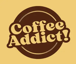 Brown and Gold Retro Coffee Addict Circle Sticker 1 inch 5x5cm