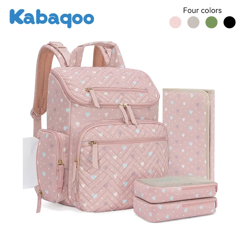 Kabaqoo Cute Backpack-Mounted Diaper Bag for Baby - Large Capacity, Lightweight, Foldable, Multiple Compartments, Portable for Newborn Travel & Everyday Use, Cute Diaper Bags, Unisex