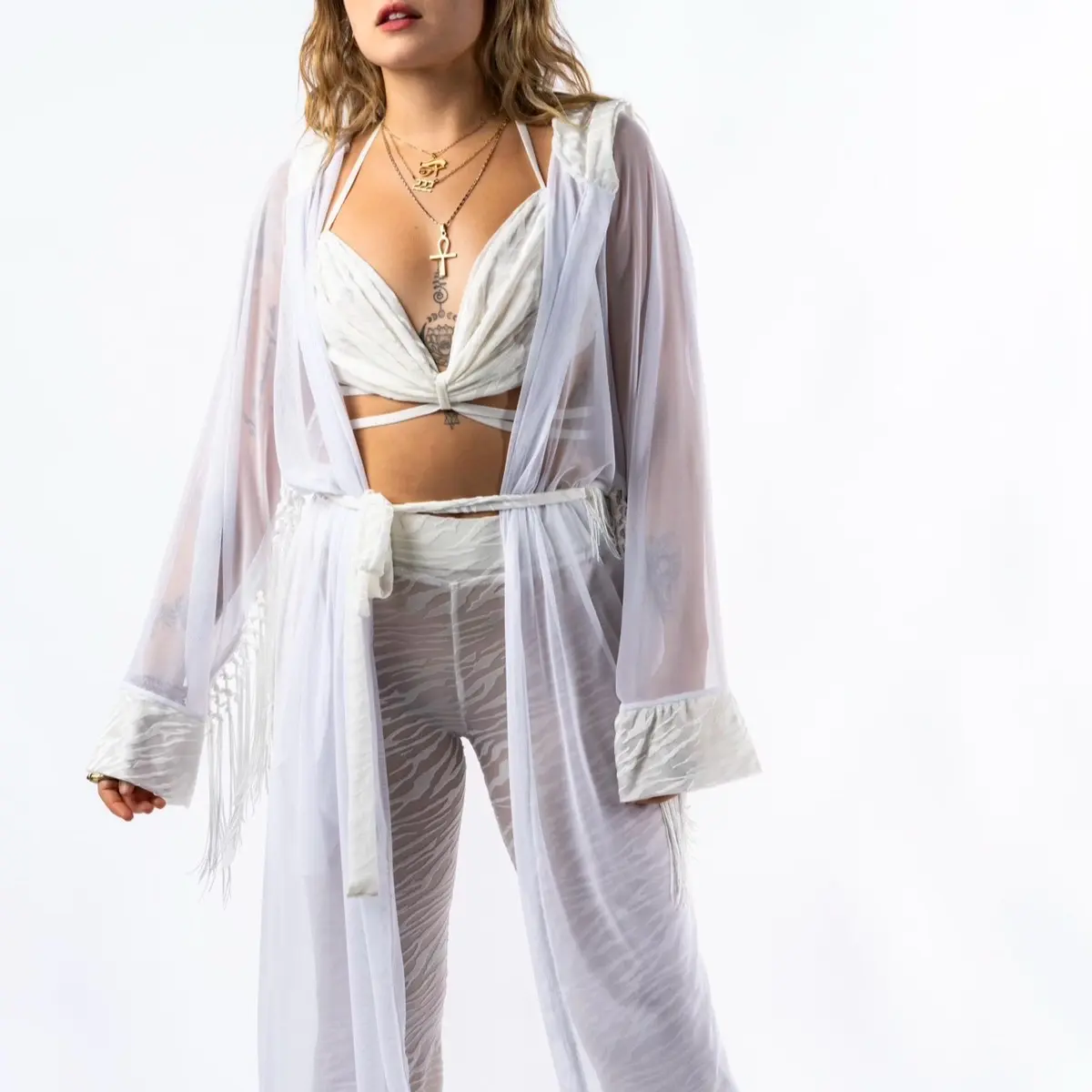 Crochet Fringe Hooded Robe