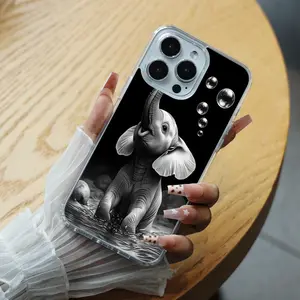 Water Elephant Bubble Phone Case for iPhone 17/16/15/14/13/12/iPhon X/17PROMAX/Samsung(S22/S23/S24/S25) Transparent Magnetic Phone Case Cameras Precise Fit iphone 16 pro max cases Protective BO1007A033