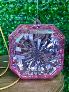 5 Inch Pink Acrylic Square Diamond Ornament