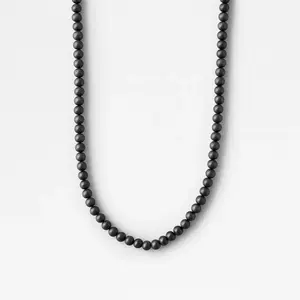 BEAD NECKLACE WITH MATTE BLACK ONYX - 6MM