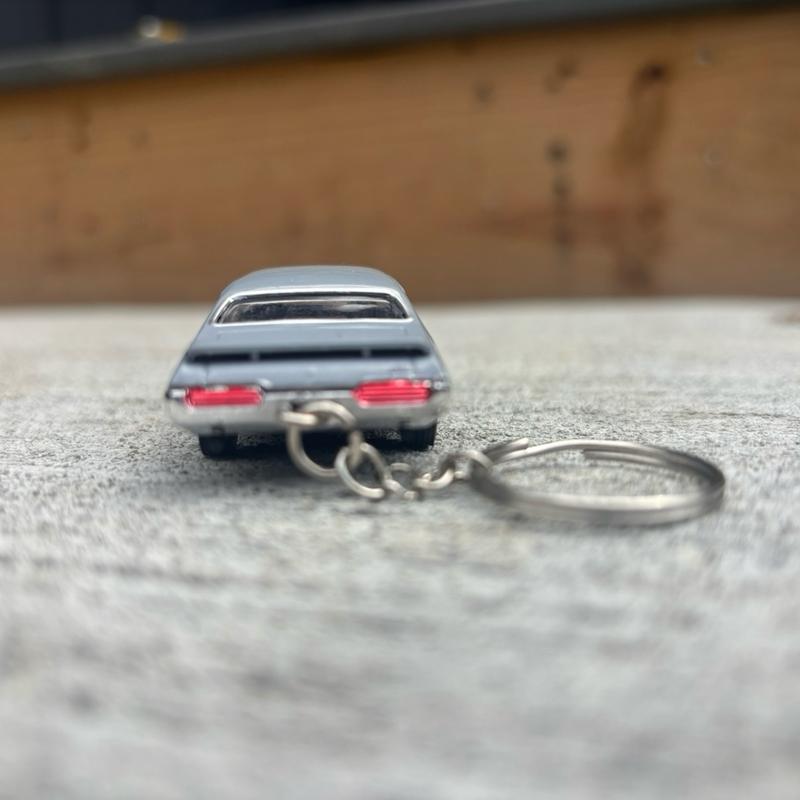1969 Pontiac GTO Keychain in Gray with Black Interior and Rubber Tires
