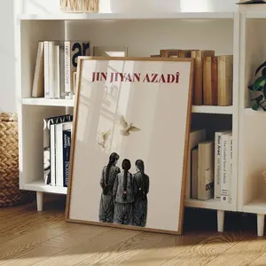 Jin Jiyan Azadî Poster – Kurdish Women's Art – Woman Life Freedom – Feminist Mural – Kurdish Poster1 - (Unframe)