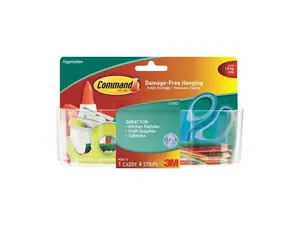 Caddy CLR (4) STRP Command L 3M Adhesive Hooks HOM-15 Clear Amber 051141943169