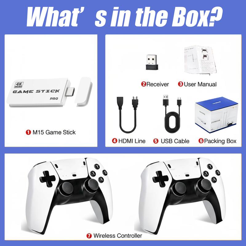 2026 Upgrade Retro Game Stick, 128 GB, with 40,000+ Built-in Classic Video Games, Retro Gaming Console with 23 Emulators, Plug & Play for TV Video Gaming Stick HDMI Output with Dual 2.4G Controllers