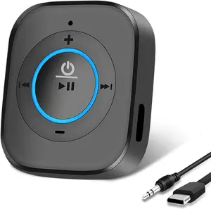 Bluetooth. Receiver for Speaker, Wireless HiFi Music Adapter w/Builtin Mic for HandsFree Calls for Car Home Stereo Wired Headphones with .mm RCA Aux Jack,  Hrs Playtime, MultiPoint