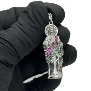 SAN JUDAS 3D 43MM SILVER 925 Pendant Design Charm Necklaces