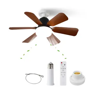 Remote Control Socket Fan Light, 2 in 1 Adjustable Wind Speed and Lighting Ceiling Fanlights, Dimmable Ceiling Lights, Easy Ceiling Mount for Living Room Bedroom Kitchen