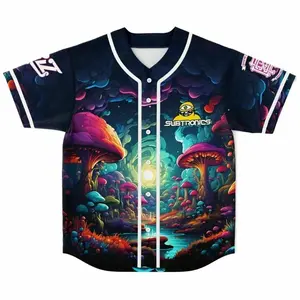EDM Inspired Baseball Jersey, Retro Festival Button Down Jersey Shirt for Music Fans