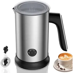 4-in-1 Milk Frother and Steamer, Electric Milk Steamer with Keep Warm Function, Auto Warm and Cold Foam Maker for Coffee, Latte, Cappuccino, Macchiato, Hot Chocolate