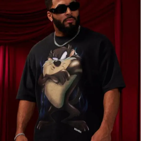 YYLA Devil Graphic Shirt, Looney Tunes Taz Character Tee, Vintage Cartoon Streetwear T-Shirt