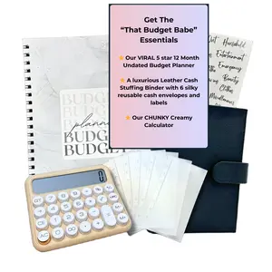 The Essentials Budget Bundle - Undated Planner, Leather Binder, Cash Envelopes, Chunky Calculator