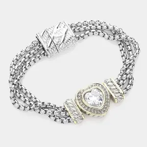Steel My Heart- Link Bracelet (14k Gold Plated and CZ)
