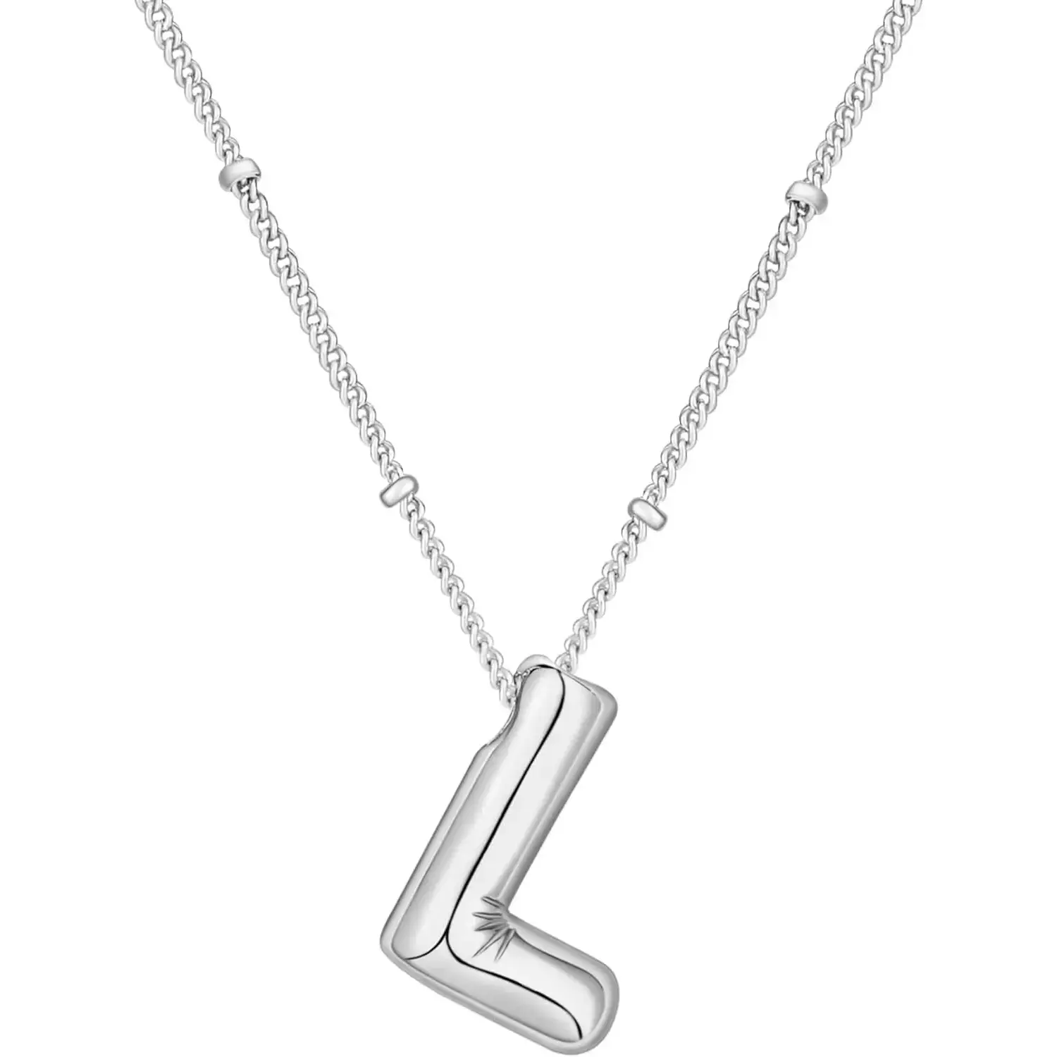 Bubble Letter Necklace Silver For Women,Sterling Silver Plated Balloon Initial Bubble Letter Pendant Necklace,Dainty Charm Chunky Initial Necklaces For Women,Custom Name Necklace Jewelry Gift