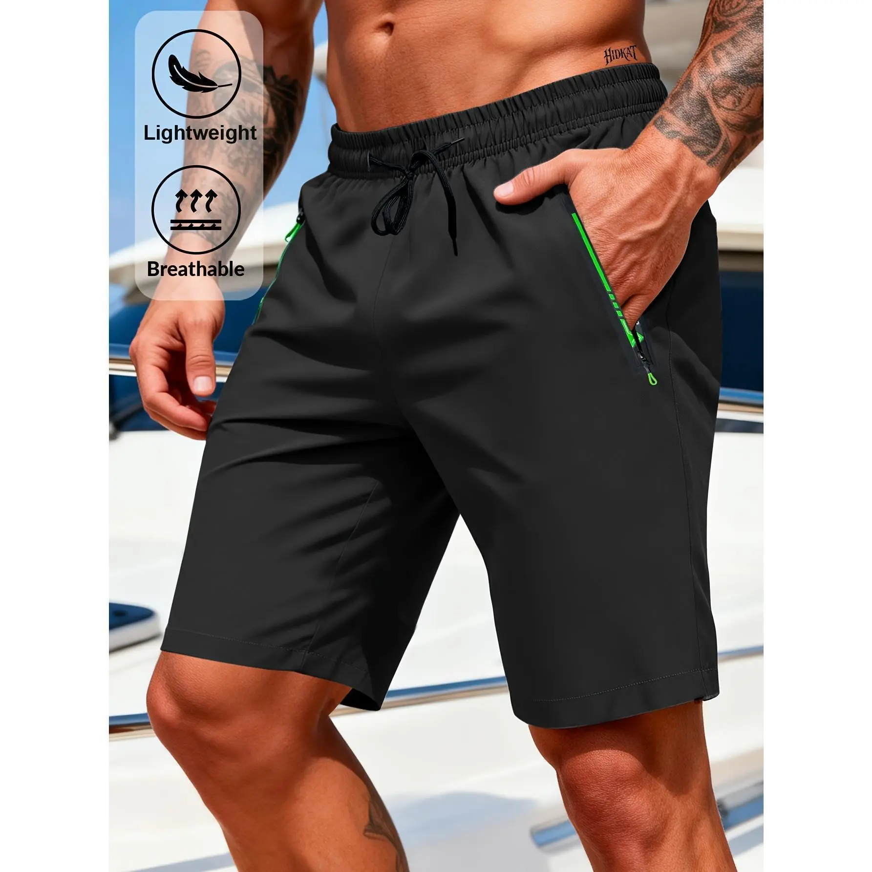 Men’s Summer Athletic Shorts with Zipper Pockets – Lightweight Quick-Dry Running Shorts with Elastic Waist Drawstring for Gym, Soccer, Travel & Outdoor Wear