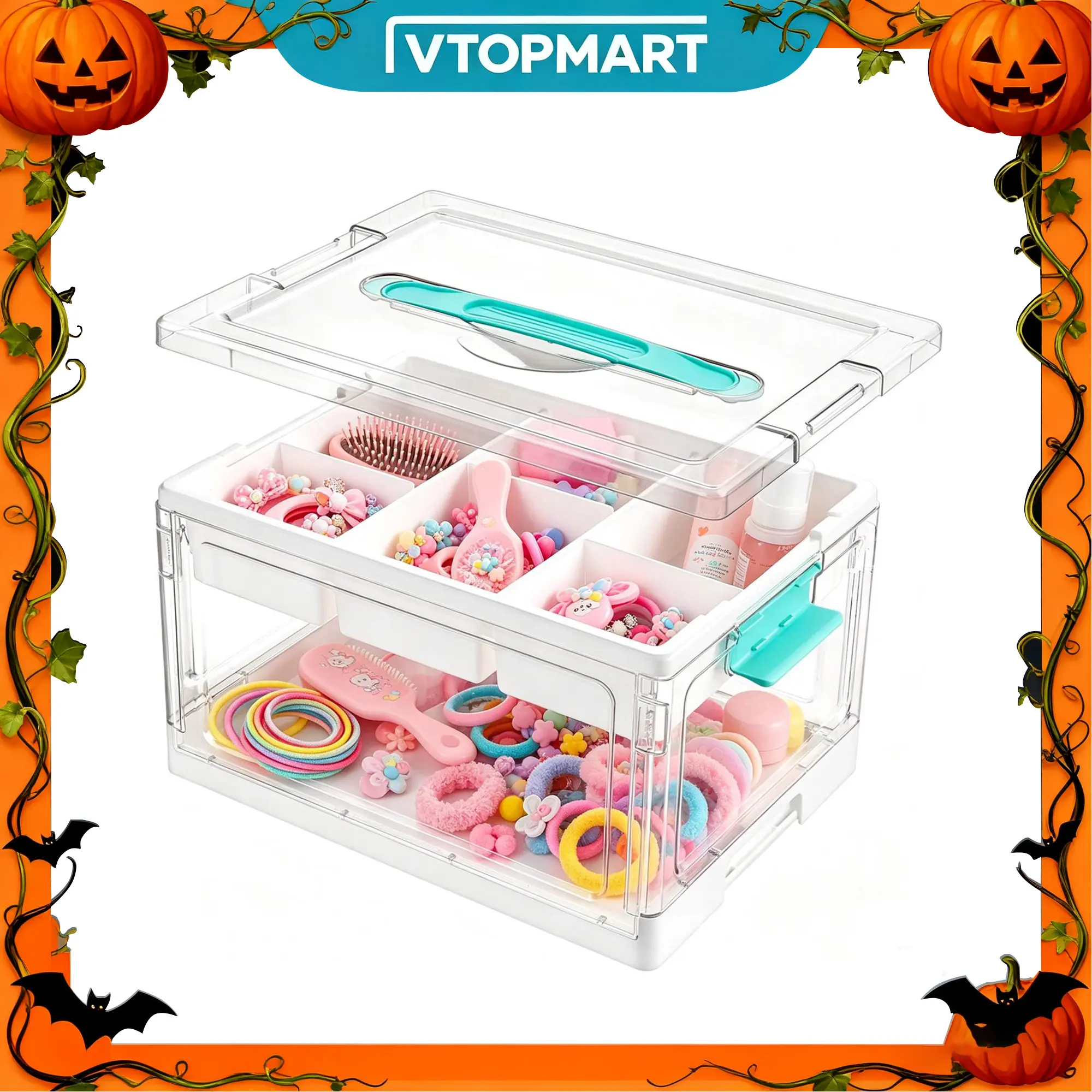 Vtopmart 1/2/4 Pack 24QT Clear Craft Storage Bin with Removable Trays&Adjustable Dividers, Multifunctional Lockable Containers for Art Supply Coloring Book Sensory Toy Medicine Playdough Hair Supply Nail Polish, TikTokShopFallDealsForYou, Halloween Gift