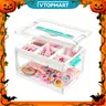 Vtopmart 24 QT Foldable Clear Craft Storage Box, Tray and Dividers, Portable Organizer Station, Sorting Tray, for Art Supply Sewing Supply Hair Accessory Storage Craft Medicine Playdough Nail Polish, Multifunctional Lockable Containers, Halloween GiftIdea
