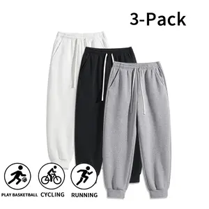 Men’s 3-Pack Jogger Sweatpants, Elastic Waist Drawstring, for Basketball Cycling Running (Optional 3-Pack and Single Pack)