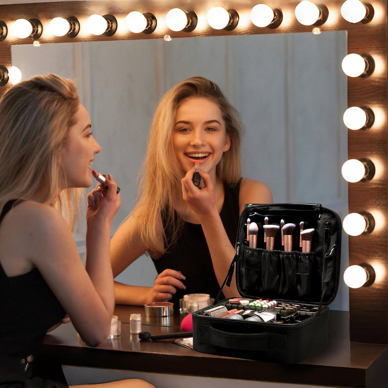 Travel Makeup Bag,Portable Makeup Case for Women,Professional Cosmetic Train Case Organizer Artist Storage Bag With Adjustable Dividers Brushes Toiletry Jewelry Digital Accessories Travel Makeup Bag,Portable Makeup Case for Women,Professional Cosmetic Train Case Organizer Artist Storage Bag With Adjustable Dividers Brushes Toiletry Jewelry Digital Accessories