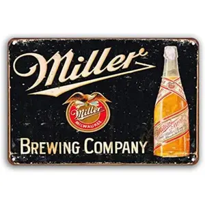 Vintage Miller Brewing Co. Aluminum Bar Sign, Nostalgic Must-have for Beer Lovers, Ideal for Bar Decor, Infusing Timeless Charm into Your Space, Vintage Metal Sign