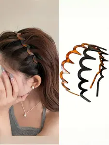 Vintage Y2K Zig Zag Headband Set, Non-Slip Wavy Design for Instant Volume, Perfect for Daily Wear, Gym, Festivals