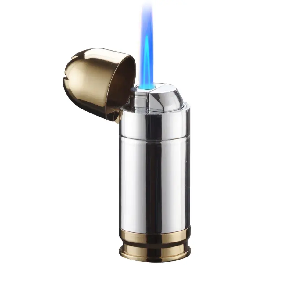 Bullet-Shaped Torch Lighter 3-Inch Blue Flame Butane Refillable Premium  Metal Construction Adjustable Flame Easy Thumb Operation