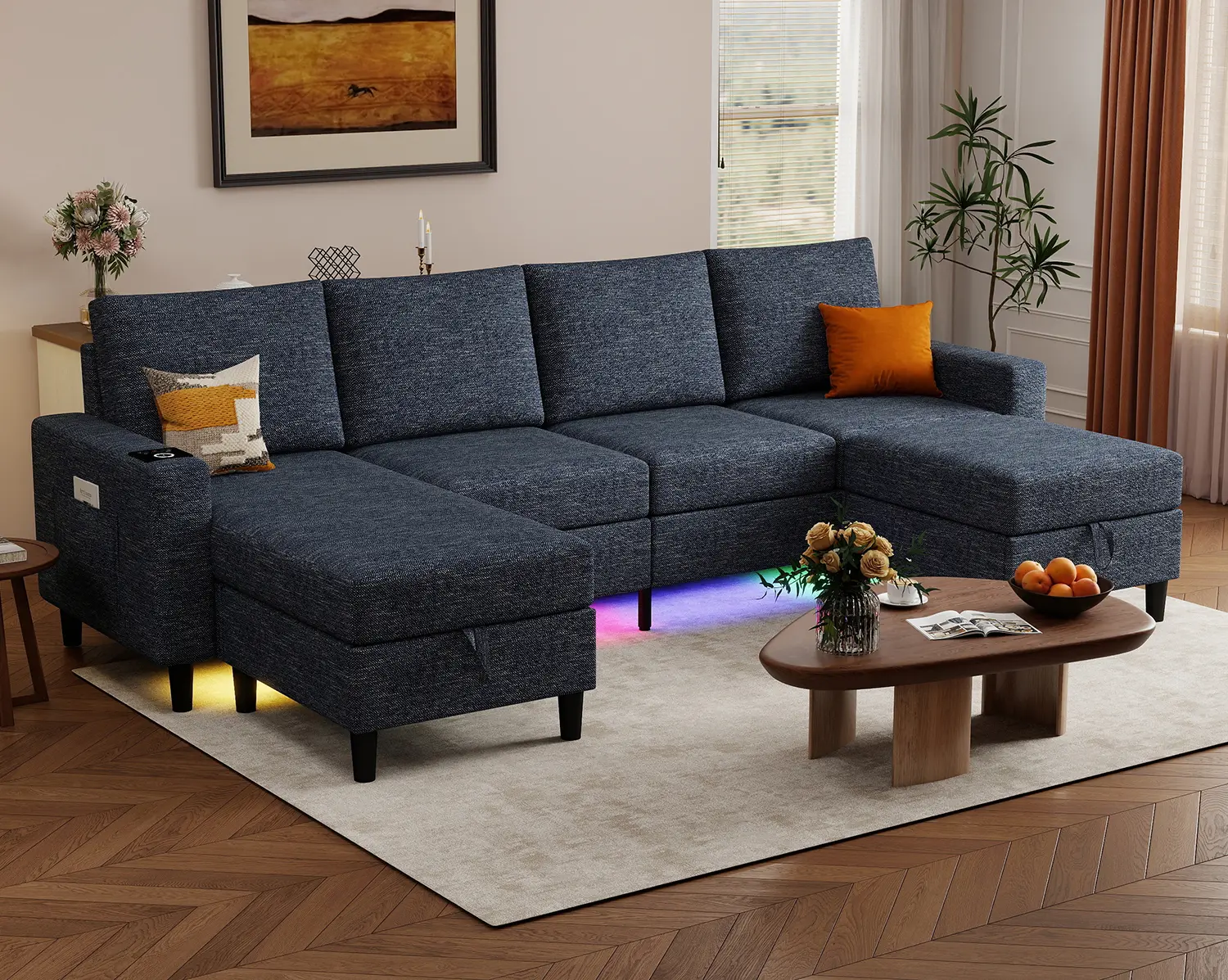 [2Packages]109 Inch Modular Couch Sectionals with Ottoman, Big Comfy Cloud Couches, L/U Shaped 4-6 Seats Modular Sectional lazy Sofa, Modern Cloud Sectional Couches for Living Room, Deep Seat Sofa boneless