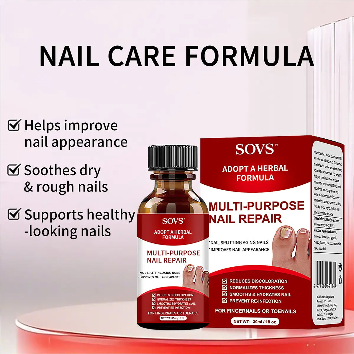 SOVS Nail Care Solution 30ml – Daily Care for Thick, Rough & Discolored Nails, 1 pack#DealsForYouDays