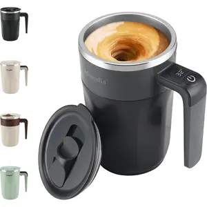 Self Stirring Coffee Mug with Fahrenhite Temperature Display, Rechargeable Stirring Mug, tomatic Self Stirring Cup with Lid, For Coffee, Milk and Other Beveres, Black