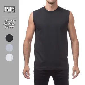 PROCLUB Men's Comfort Sleeveless Muscle Shirt PRO CLUB Tank Top Casual Plain Tank Tops Gym Athletic Shirts Hip Hop Harem