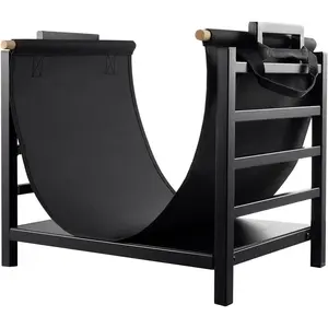 Indoor Firewood Rack 18 Inch Fireplace Log Holder with Canvas Carrier