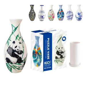 Creative Pattern Vase Puzzle Model, 160pcs/set 3D Puzzle Building Block Toy, Flower Arrangement & Home Decoration Gift Collection