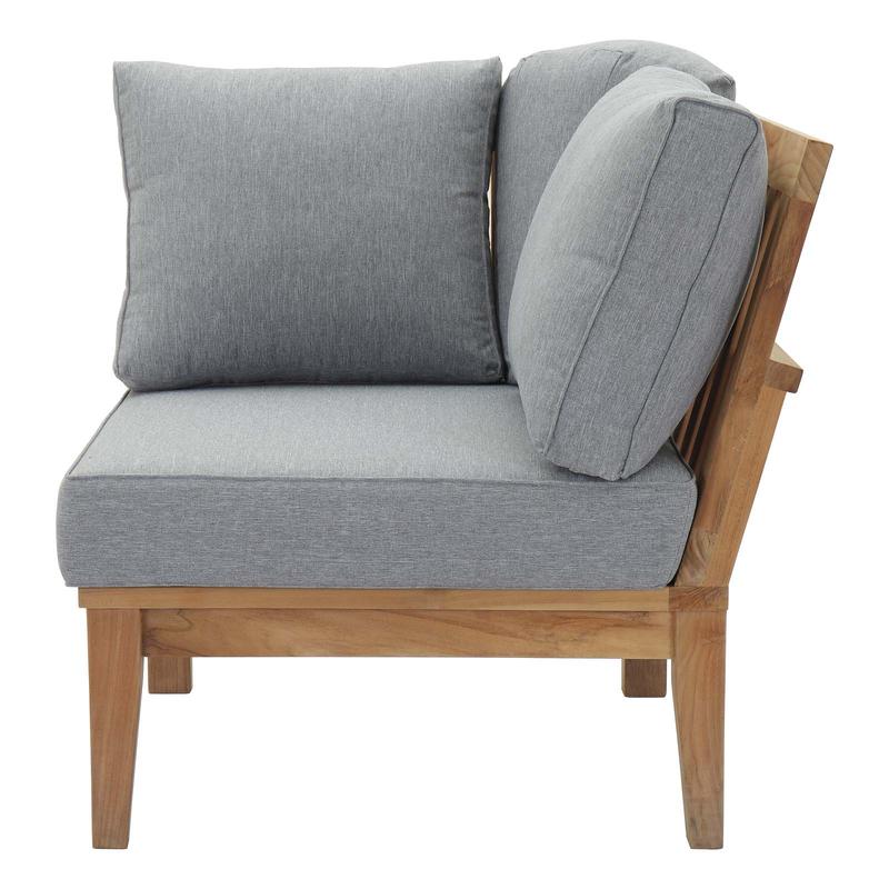 Marina Outdoor Patio Teak Corner Sofa in Natural Gray