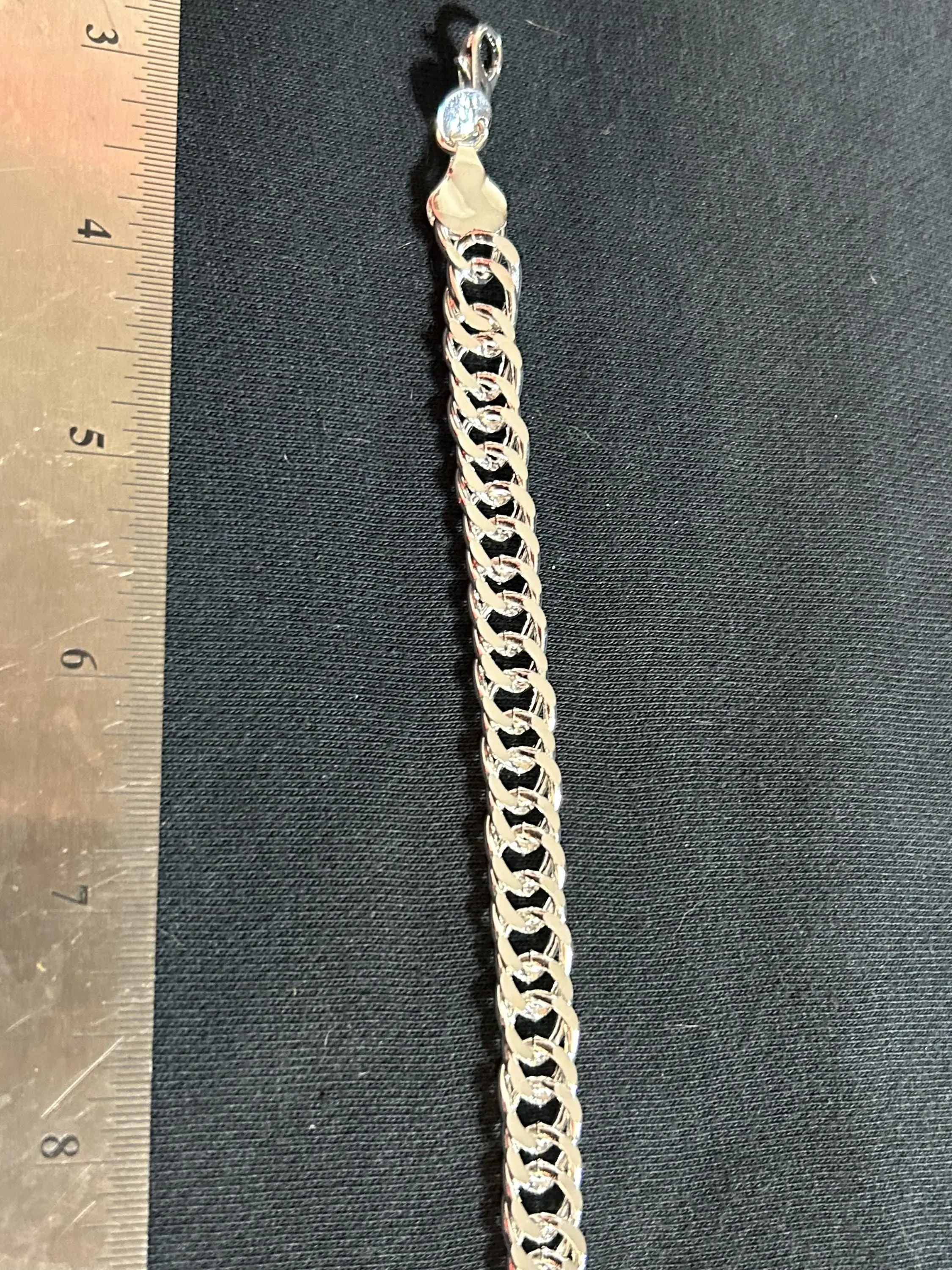 Solid 925 Sterling Silver Figgarope Link Bracelet High Polish Chain