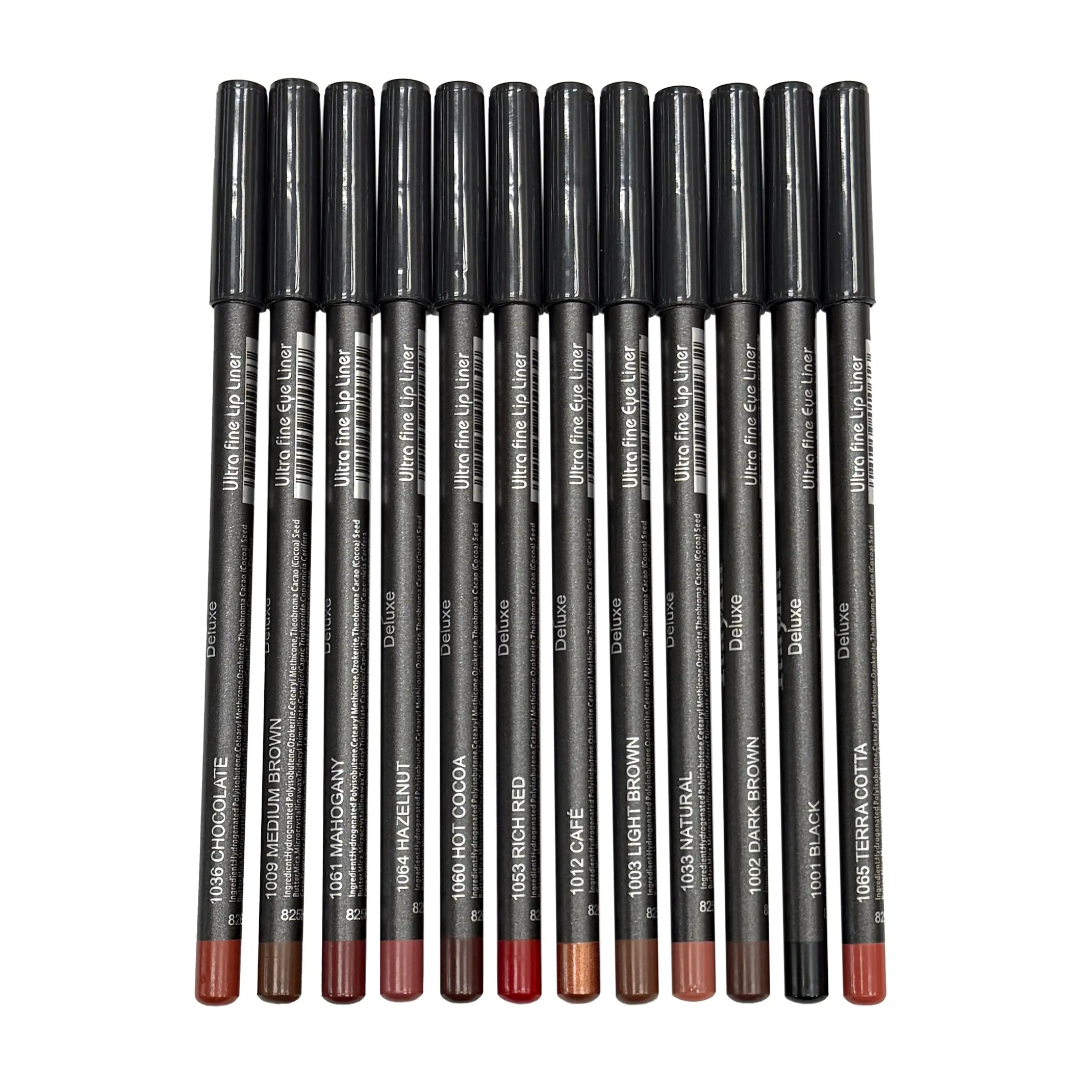 Italia Deluxe Eyeliners & Lipliners Set of 12 6.2-inch Pencils Mix of Eyeliners & Lipliners for Cosmetic Makeup