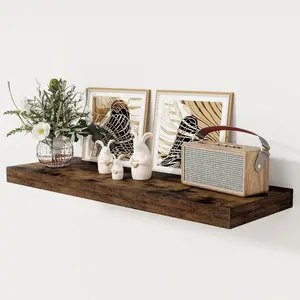 Floating Shelves 36 Inch Long, 12 Inch Deep Floating Shelves for Wall, 36 x 12 Shelves for Wall & Display, 2" Thick Floating Shelf for, Living Room, Rustic Brown Color, Set of 1