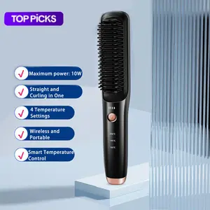 USB-Rechargeable Straightening Brush: A dual-purpose brush for straightening and curling—two functions in one, gently caring for your hair. A straightener and styling tool. A heated styling tool.