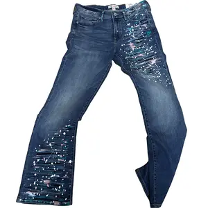 Lucky Brand One-of-a-Kind Hand-Painted Jeans All Seasons Distressed Design