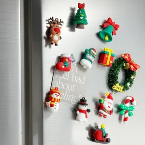 Christmas Theme Set, 12-Piece Holiday Decor Magnetic Clips, Snowman Reindeer Santa Elf Design, Winter Wonderland Style, Refrigerator Magnet