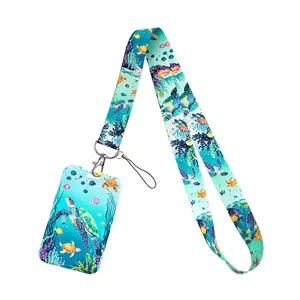 Turtle Pattern Lanyard Women Keychain ID Credit Card Cover Pass Men Mobile Phone Charm Neck Straps Badge Holder Key Holder Accessories